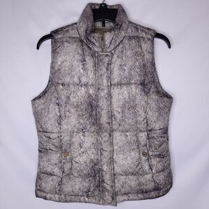 Michael Kors Puffer Vest Small Green Animal Print Zip Up